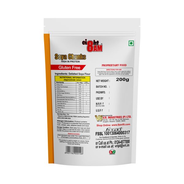 8AM Soya Chunks Gluten Free 200g - Image 2