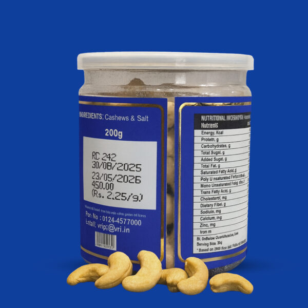 8AM Roasted Cashews Can, 200g - Image 2