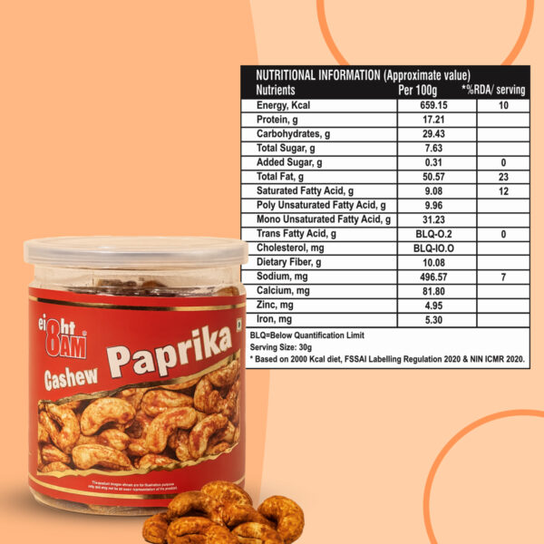8AM Cashew Paprika 200g Can - Image 3