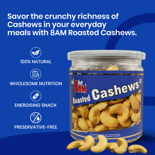 8AM Roasted Cashews Can, 200g - Image 4