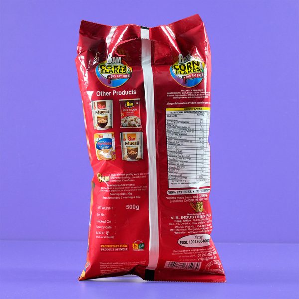 8AM Corn Flakes 500g pouch back image