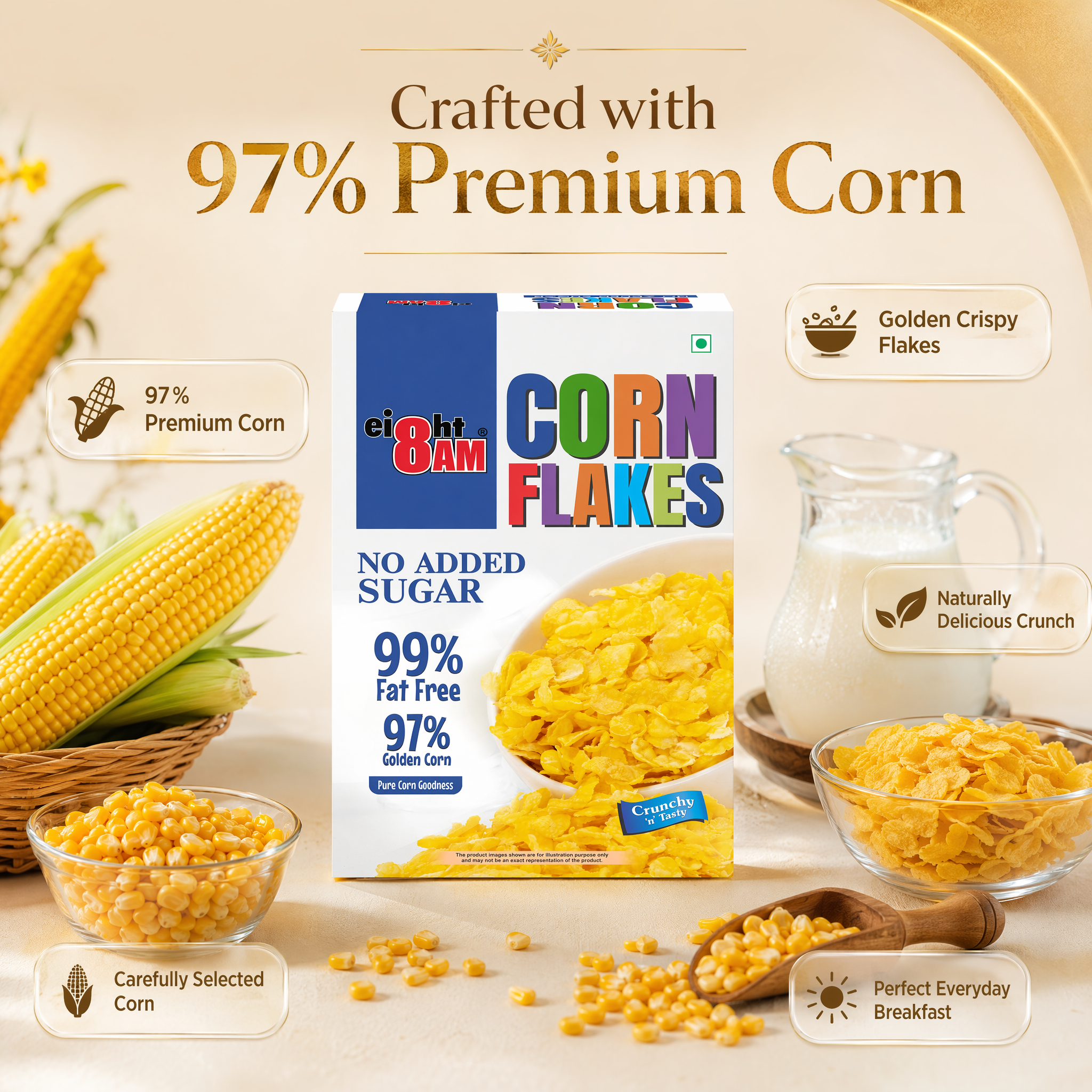 8AM Corn Flakes No Added Sugar, 500g - Image 7