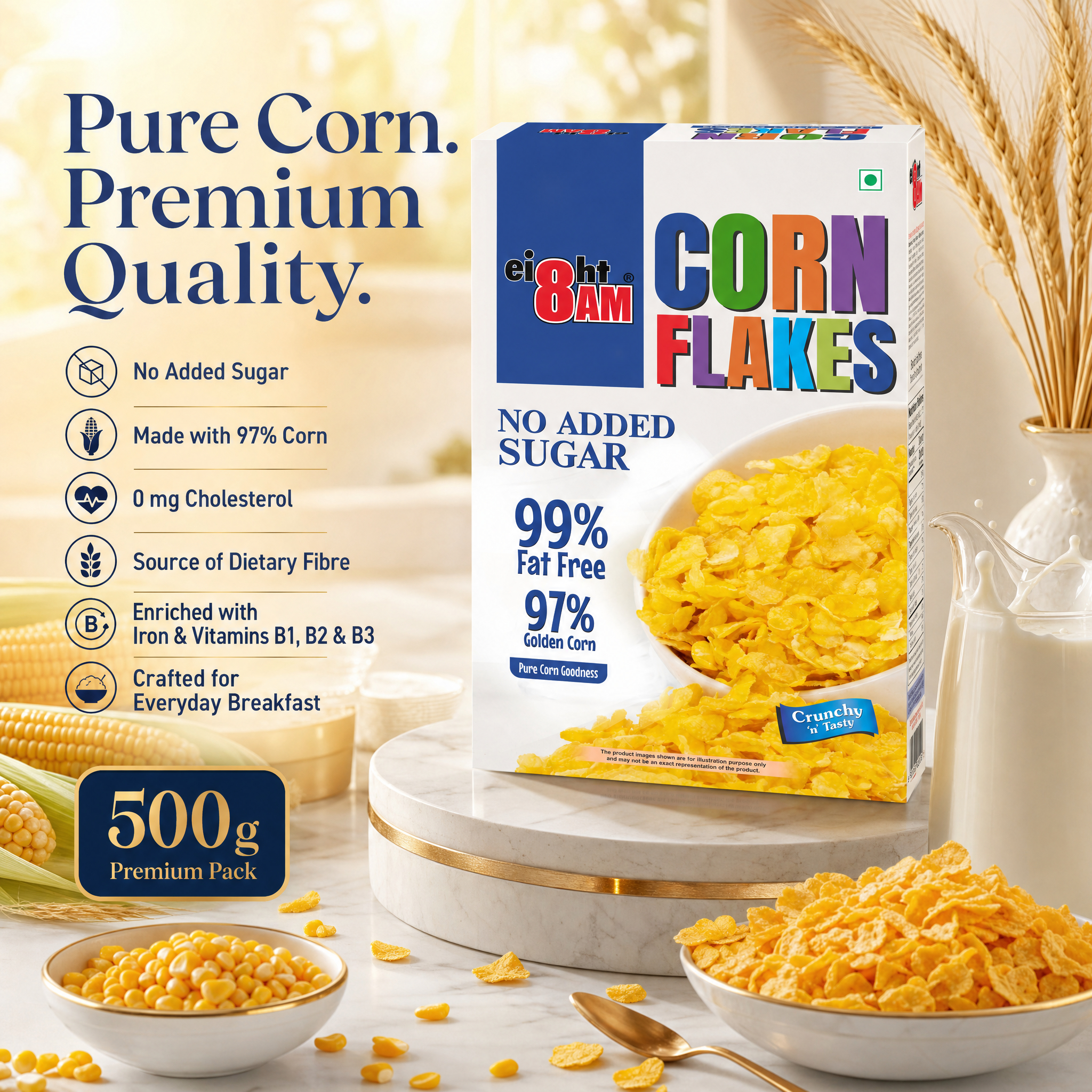 8AM Corn Flakes No Added Sugar, 500g - Image 10