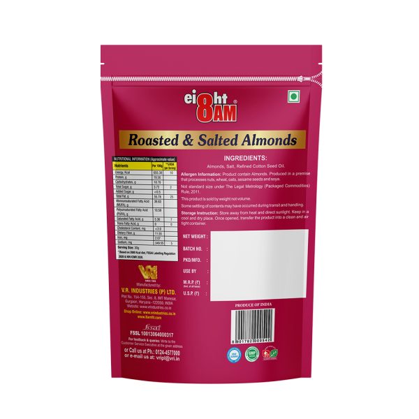 8AM Roasted Almonds Pouch, 200g - Image 2