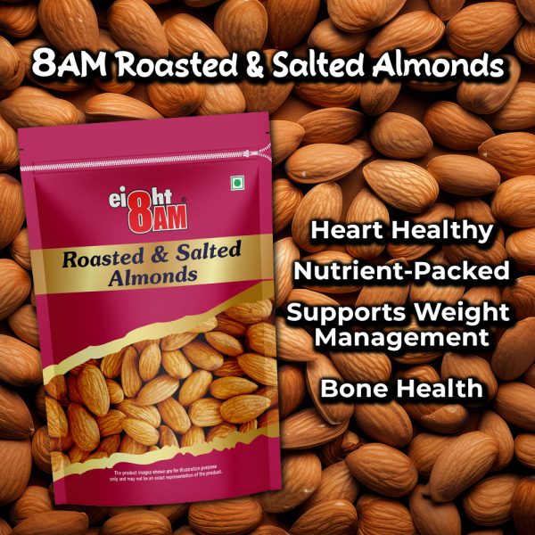 8AM Roasted Almonds Pouch, 200g - Image 4