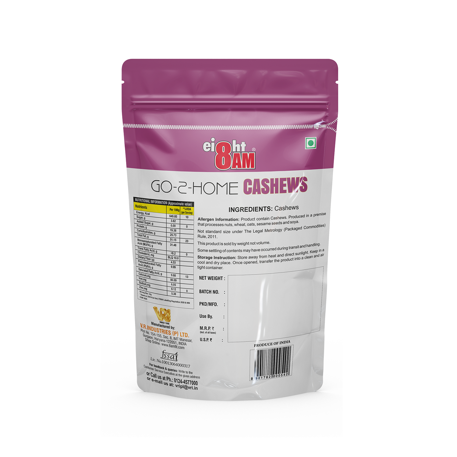 8AM GO-2-HOME Cashew 190g - Image 2