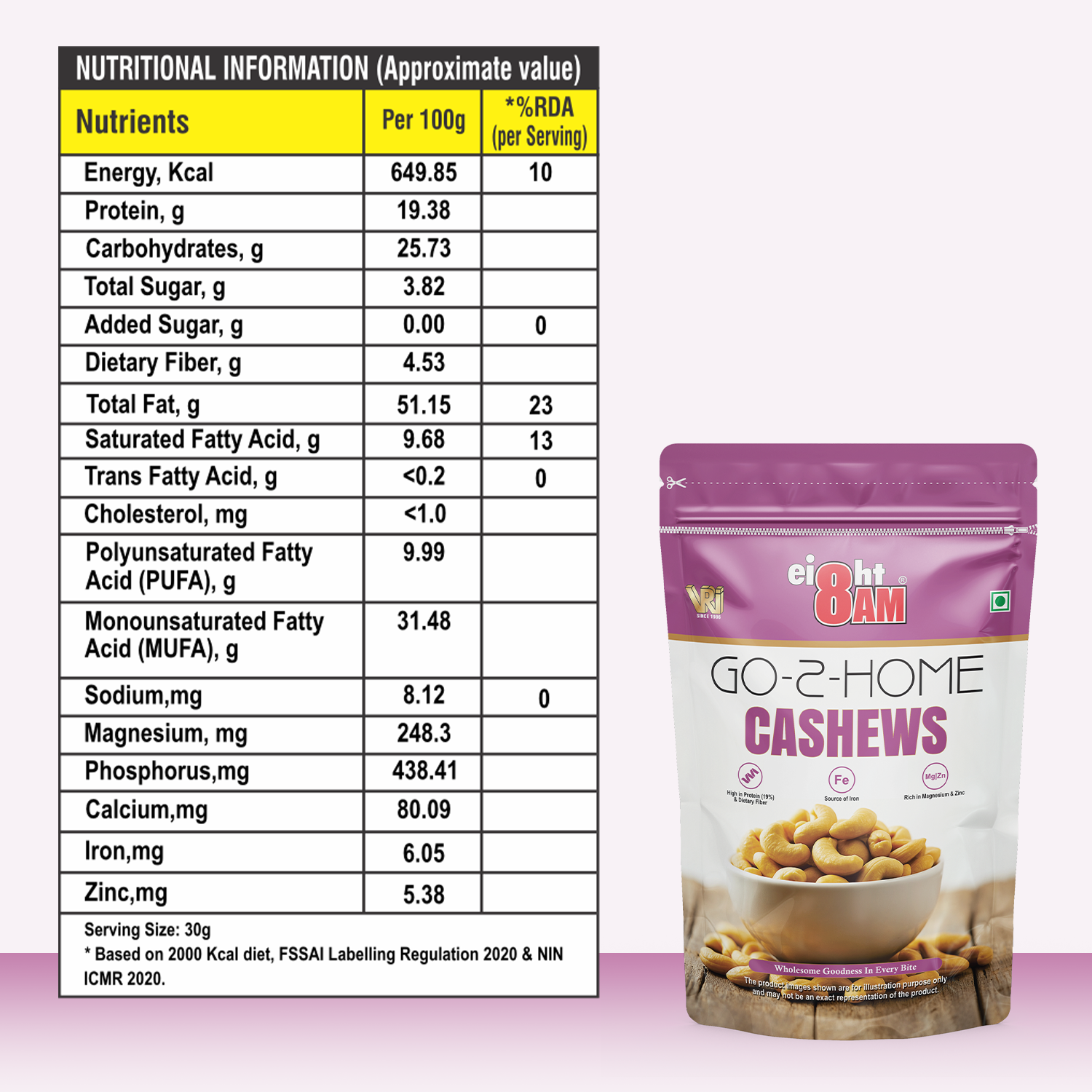 8AM GO-2-HOME Cashew 190g - Image 4