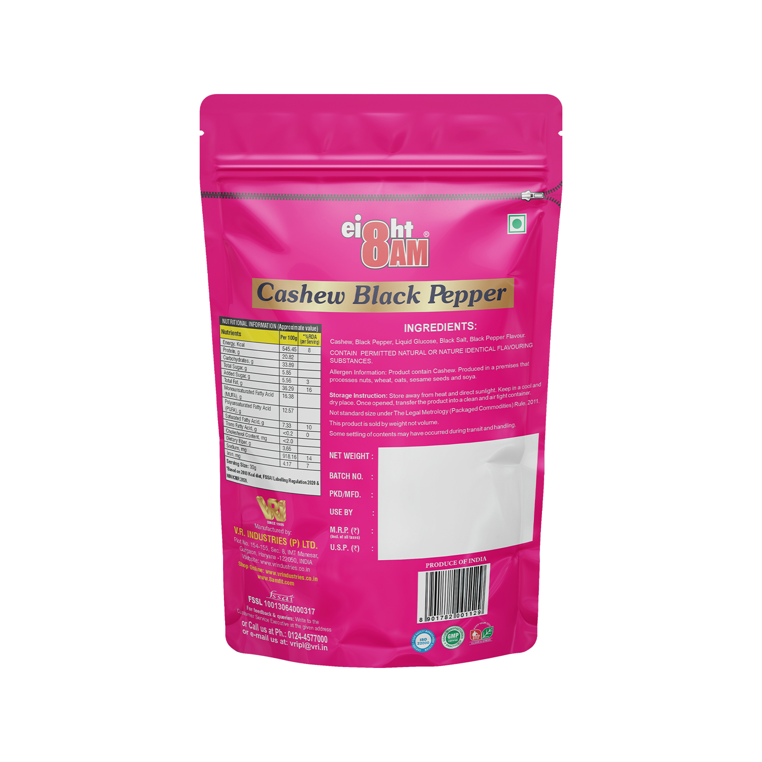 8AM Cashew Black Pepper Pouch 200g - Image 2