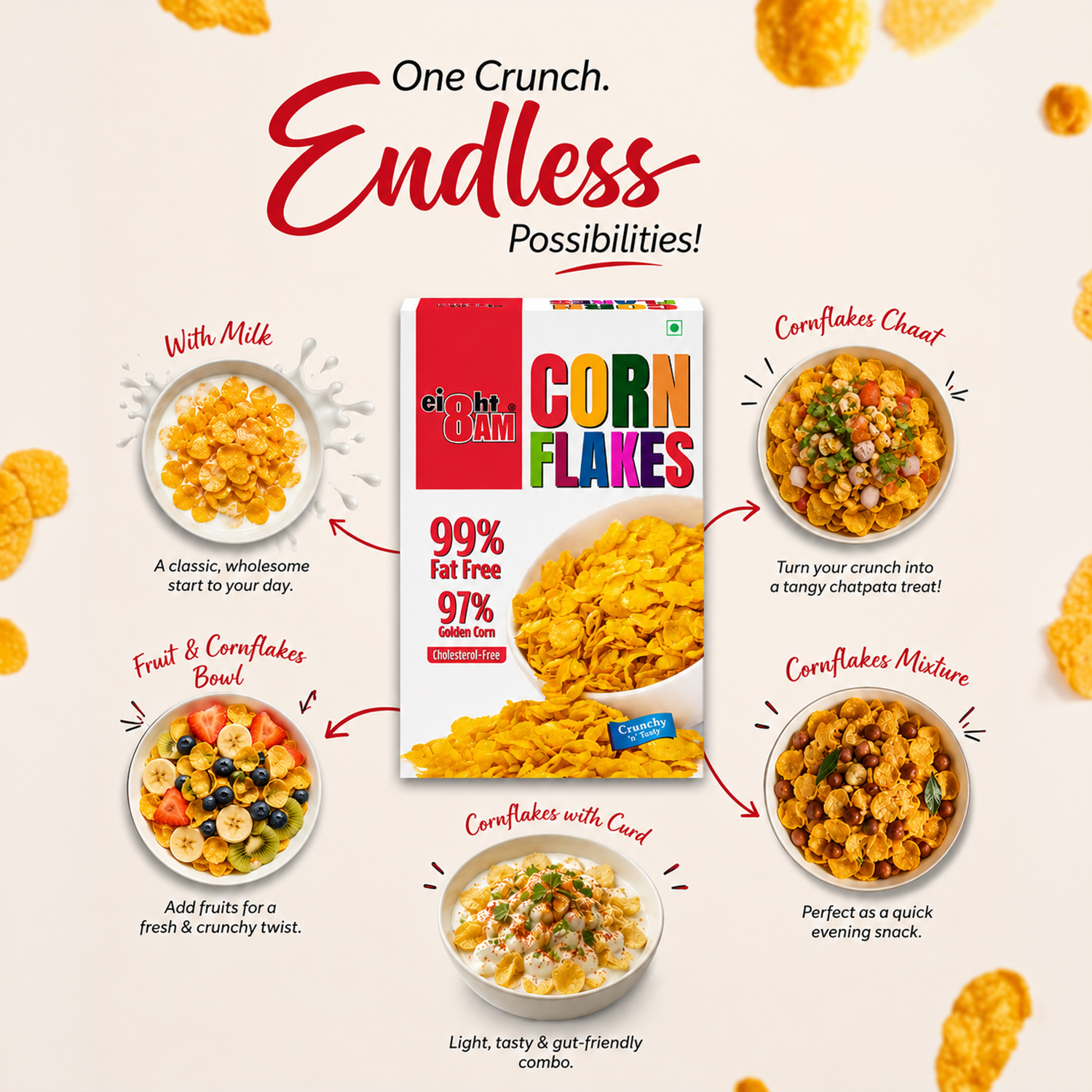 8AM Corn Flakes, 1000g Box - Image 2