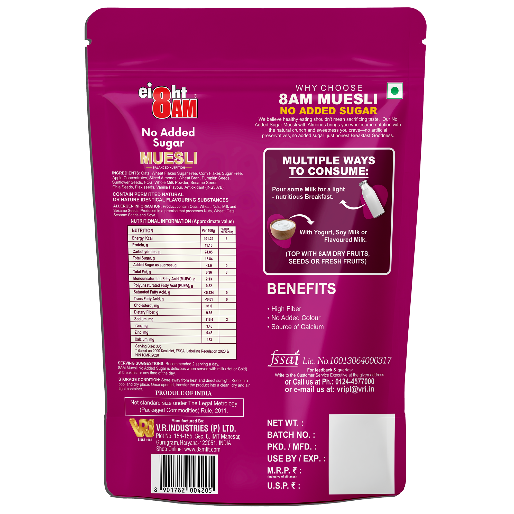 8AM Muesli Nuts & Seeds, 425g - Image 2